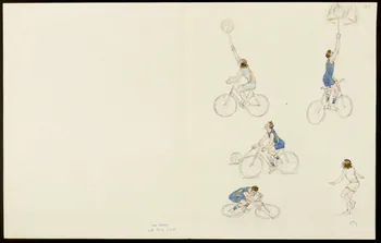 partie d'un ensemble de dessins Jeu de ballon sur bicyclette 1968.102.5352.6 Photo