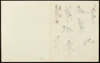 partie d'un ensemble de dessins Jeu de ballon sur bicyclette 1968.102.5352.6 Photo