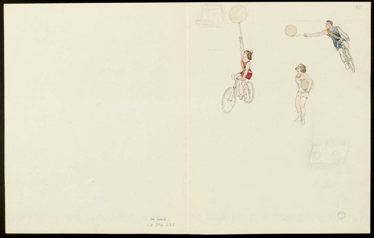 partie d'un ensemble de dessins Jeu de ballon sur bicyclette 1968.102.5352.7 Photo