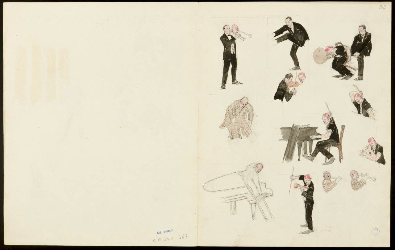 partie d'un ensemble de dessins Clown musicien 1968.102.5353.23 Photo
