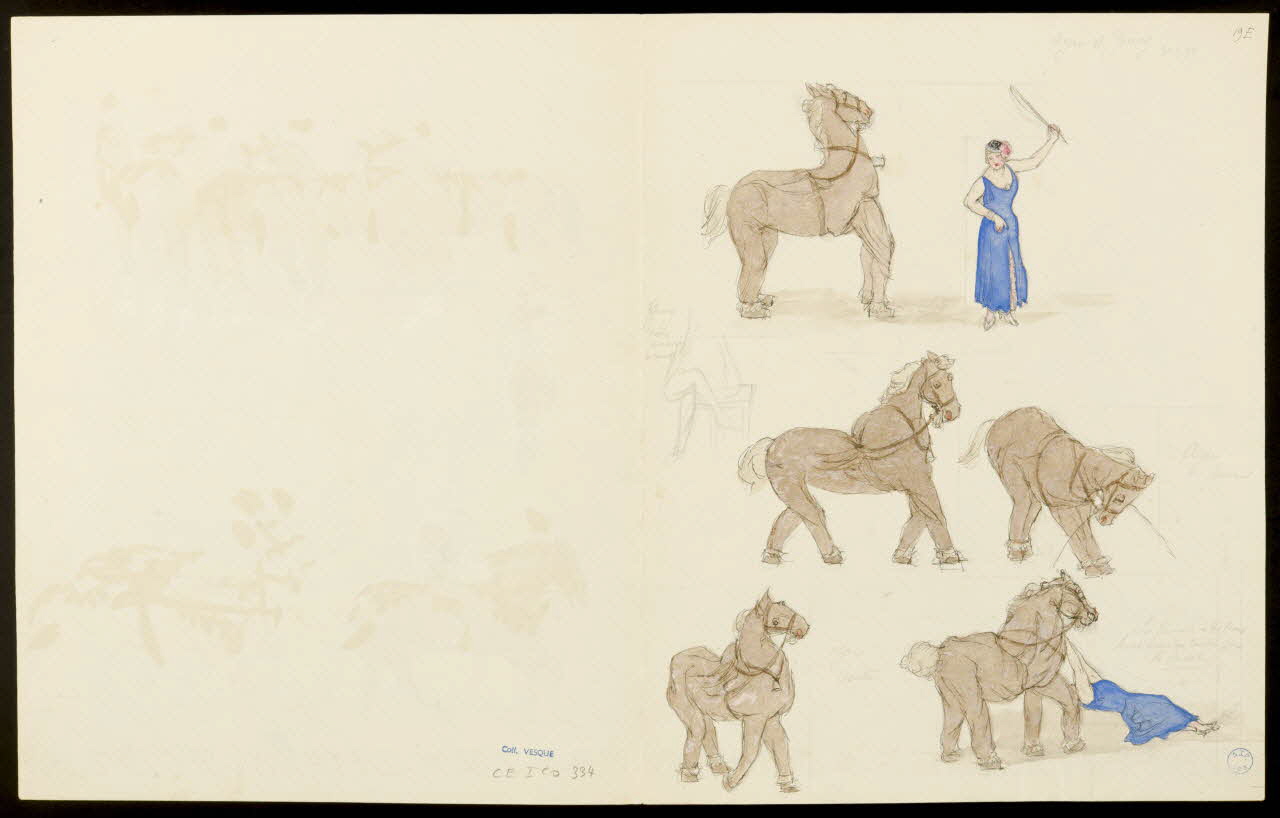 partie d'un ensemble de dessins Dressage des chevaux 1968.102.5353.7 Photo