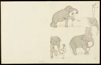 partie d'un ensemble de dessins Spectacle d'éléphants et acrobates 1968.102.5354.22 Photo