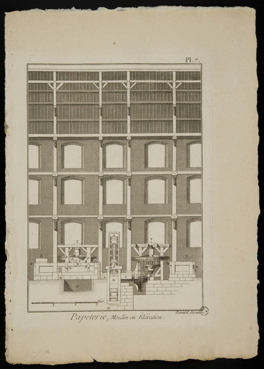 estampe Papeterie, Moulin en Elévation. 1968.36.16 Photo