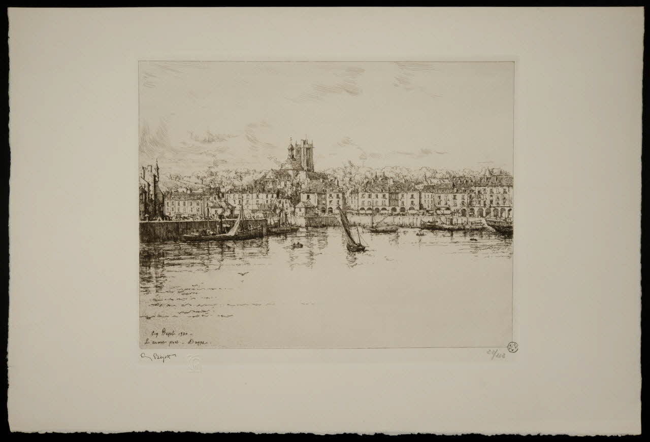 Bégot, Eugène estampe L'avant port. Dieppe. 1930 1968.36.2 Photo