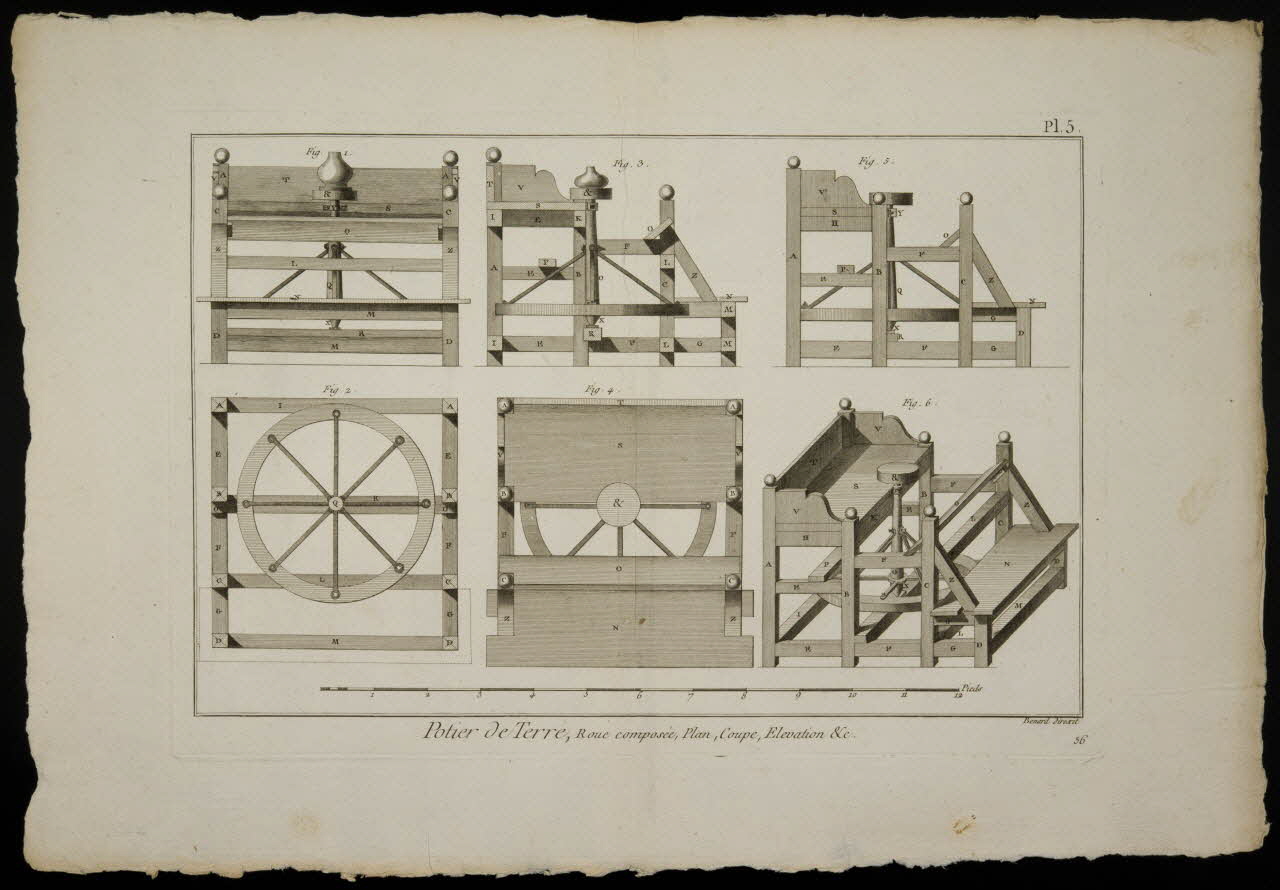estampe Potier de Terre, Roue composée, Plan, Coupe, Elévation &c. 1968.36.32 Photo