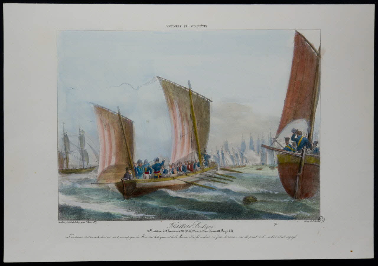 estampe VICTOIRES ET CONQUETES.  Flotille de Boulogne. 1968.37.16 Photo