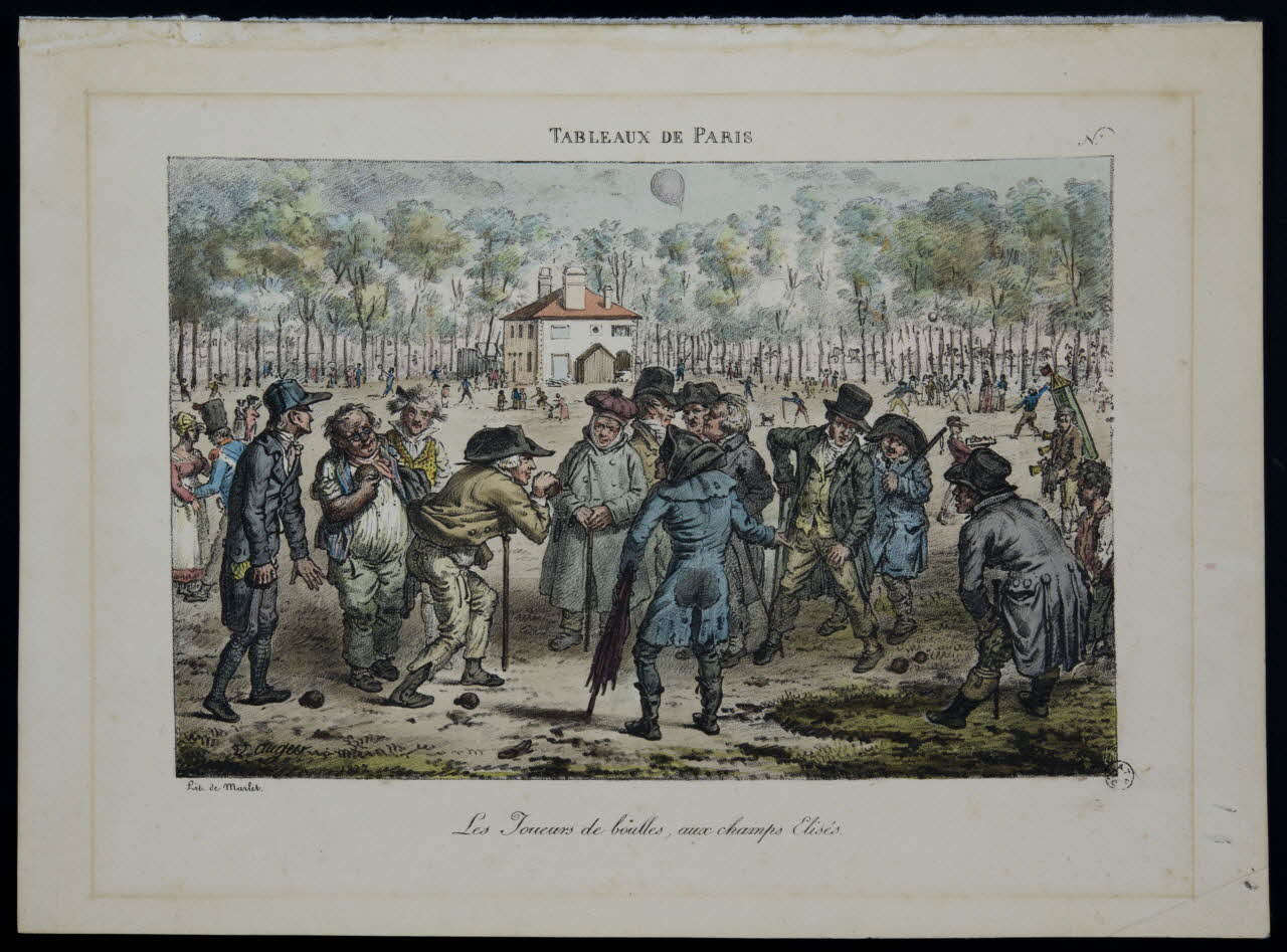 estampe TABLEAUX DE PARIS  Les Jouers de boulles, aux Champs Elisés. (sic) 1968.37.66 Photo