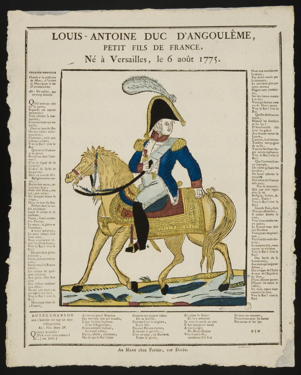 Portier Joseph Jean imagerie ancienne LOUIS-ANTOINE DUC D'ANGOULÊME, Le Mans 1824-1830 1968.38.2 Photo