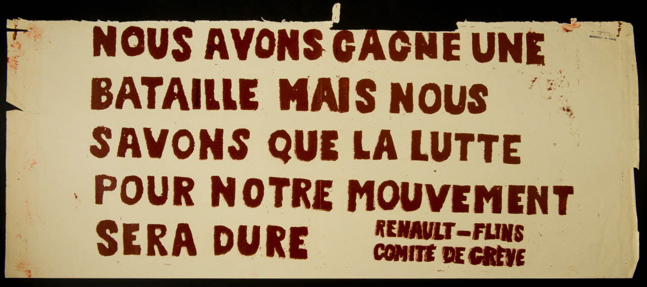 Atelier populaire de l'École nationale supérieure des beaux arts. Paris affiche NOUS AVONS GAGNE UNE  BATAILLE Ile-de-France, France 1968 1968.48.53 Photo