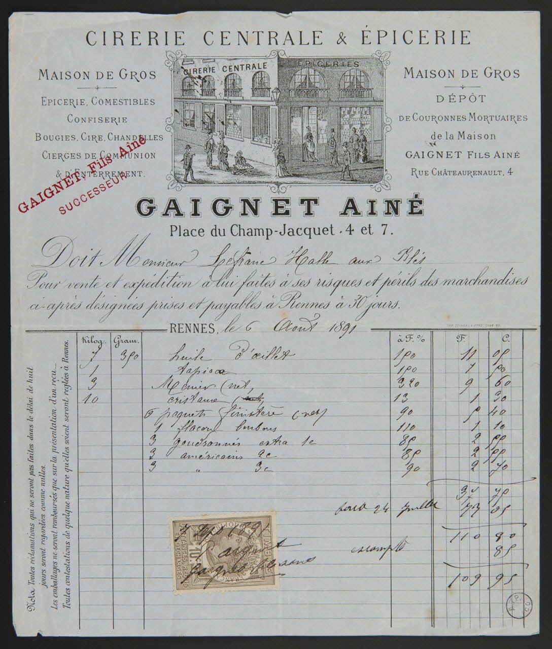 estampe Reçu de chez Gaignet aîné 1970.83.232 Photo