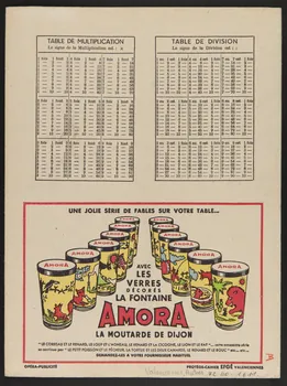 estampe AMORA  LA MOUTARDE  DE DIJON  VOUS PRESENTE  SES VERRES  DECORES  LA FONTAINE 1972.110.1611 Photo