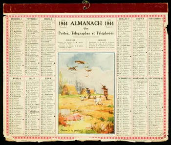estampe 1944  ALMANACH  des  Postes, Télégraphes et Téléphones 1972.110.623  Photo