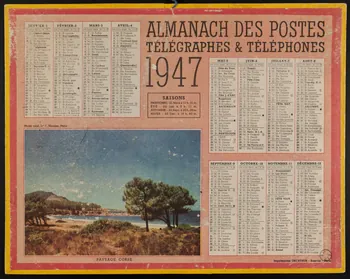 Oberthür et fils estampe ALMANACH DES POSTES  TELEGRAPHES & TELEPHONES  1947 France 1947 1972.110.626 Photo