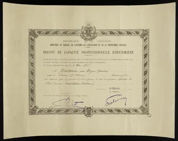 estampe BREVET DE CAPACITE PROFESSIONNELLE D'INFIRMIERE 1972.126.2 Photo