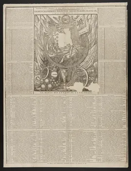 Pierre-François Godard ; Fleuriot René Thomas imagerie ancienne GRAND CALENDRIER PERPETUEL DES GUERRIERS FRANCAIS,  ou DE LA GLOIRE TOUS LES JOURS.  LE REPOS DES ENFANS DE LA VICTOIRE. Le Mans 1814 1972.21.16 Photo