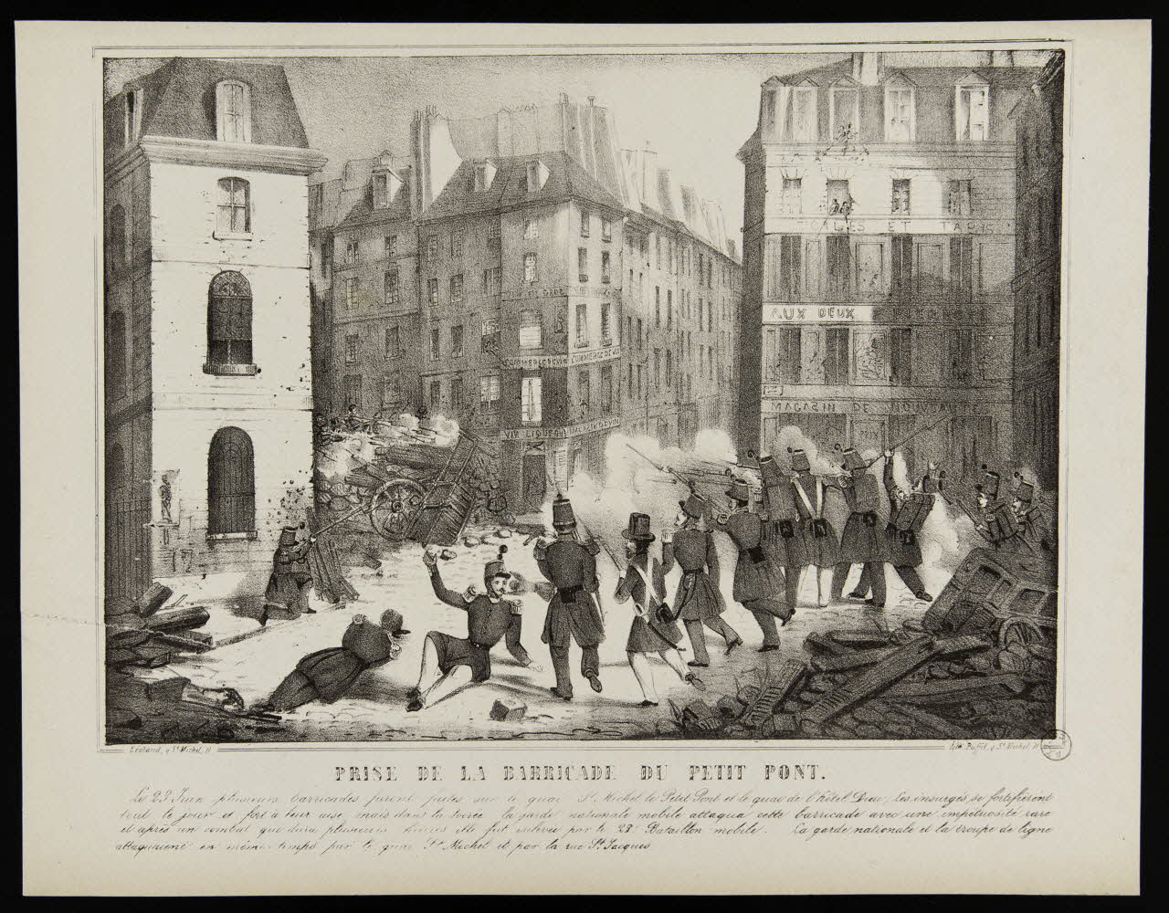 estampe PRISE DE LA BARRICADE DU PETIT PONT. 1972.21.24 Photo