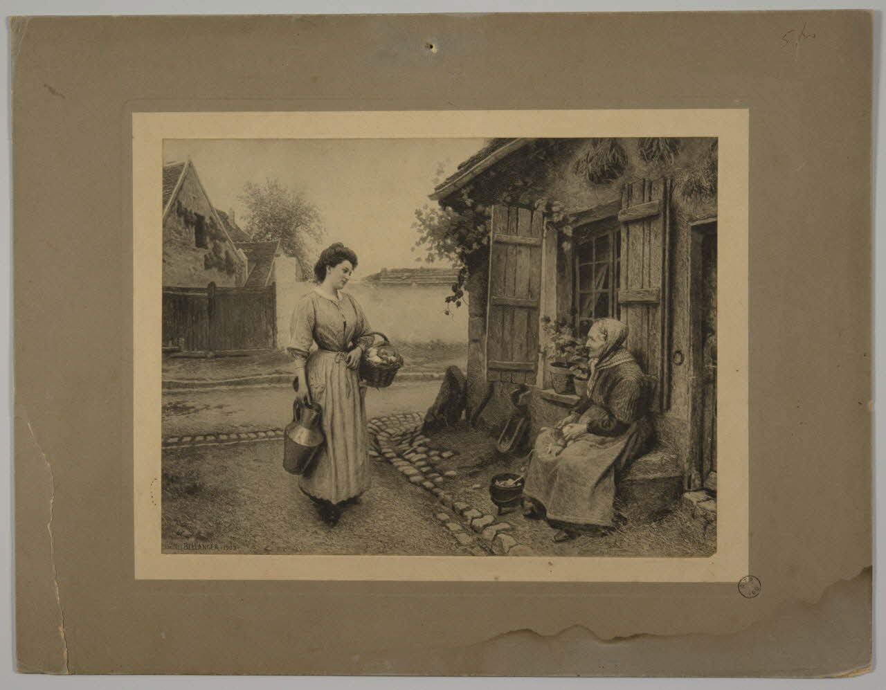 estampe Discussion au coin d'une rue de village 1972.41.1 Photo