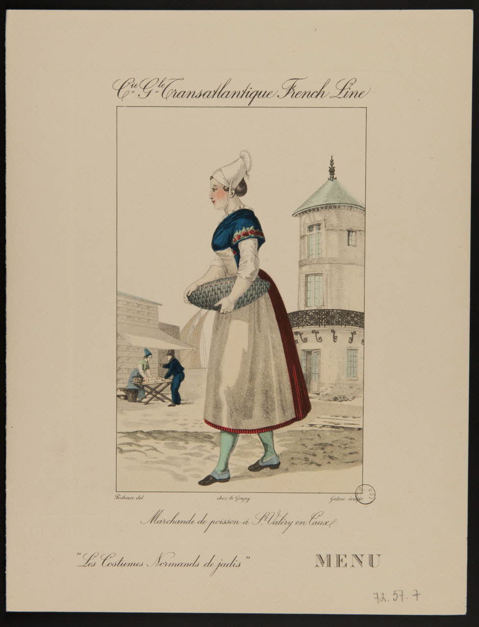 Benoît Pécheux ; Georges-Jacques Gatine ; Le Goupy (édit menu Marchande de poisson à St Valéry en Caux 1937 1972.57.7 Photo