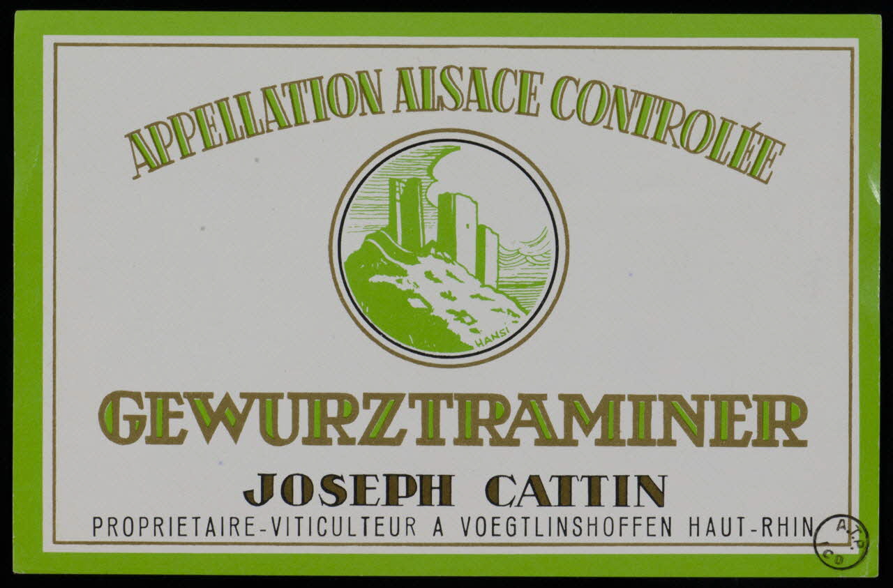 estampe APPELLATION ALSACE CONTROLEE  GEWURZTRAMINER  JOSEPH CATTIN 1972.58.50 Photo