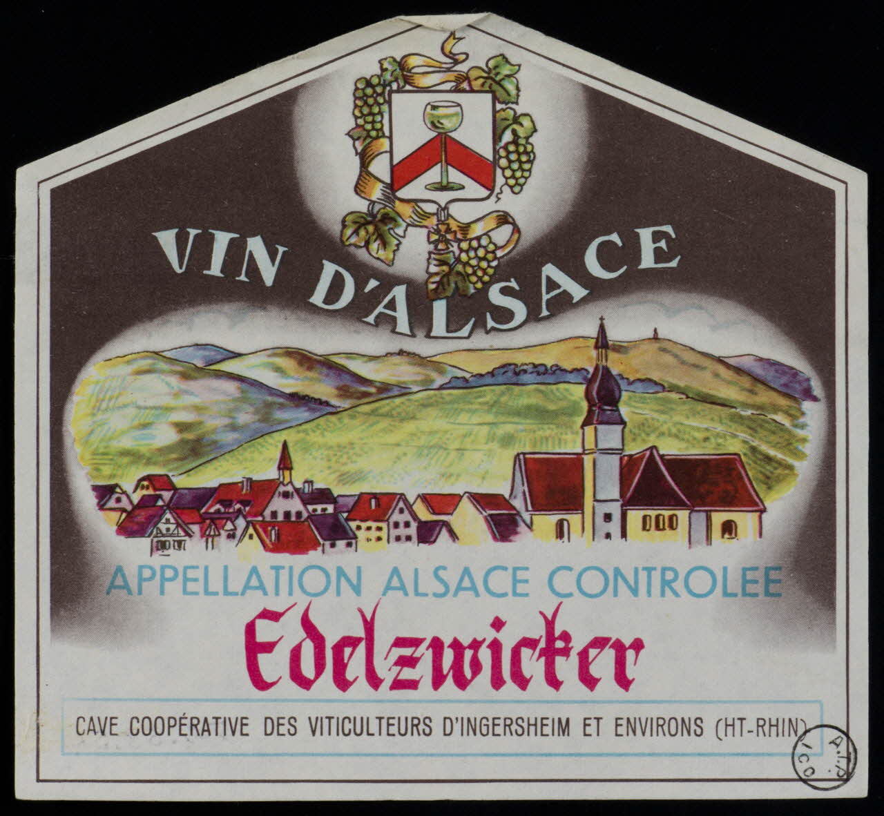 estampe VIN D'ALSACE  APPELLATION ALSACE CONTROLEE  Edelzwicter 1972.58.54 Photo