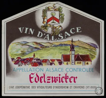 estampe VIN D'ALSACE  APPELLATION ALSACE CONTROLEE  Edelzwicter 1972.58.54  Photo
