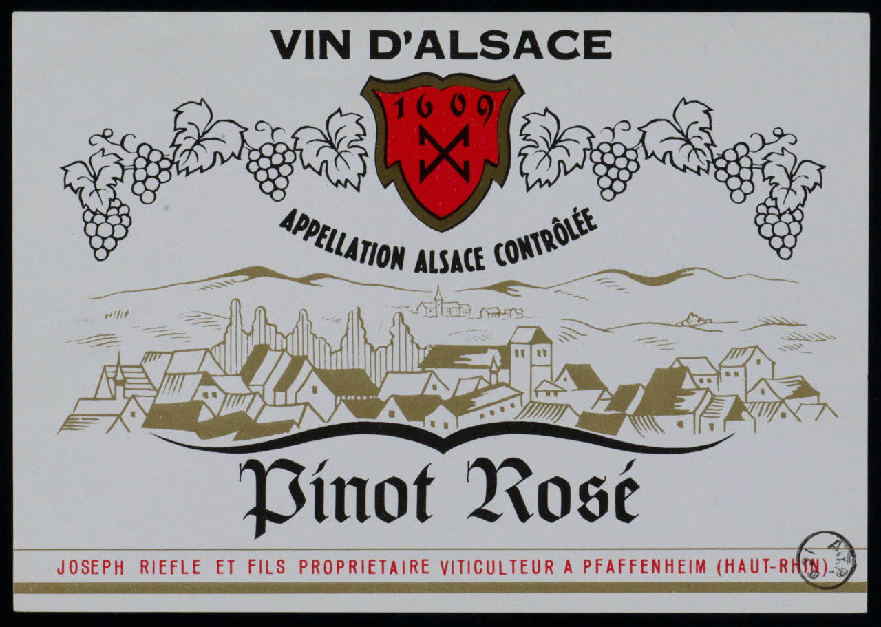 estampe VIN D'ALSACE  APPELLATION ALSACE CONTROLEE  Pinot Rosé 1972.58.57 Photo