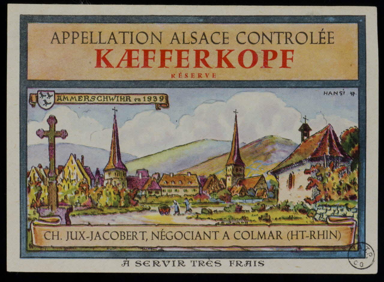 estampe APPELLATION ALSACE CONTROLEE  KAEFFERKOPF  RESERVE 1972.58.87 Photo