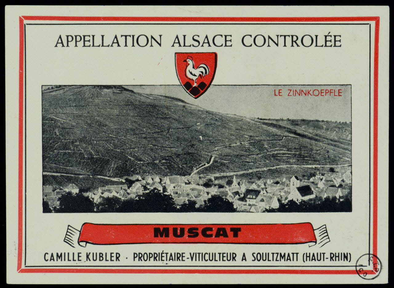 estampe APPELLATION ALSACE CONTROLEE  MUSCAT 1972.58.97.1/2 Photo