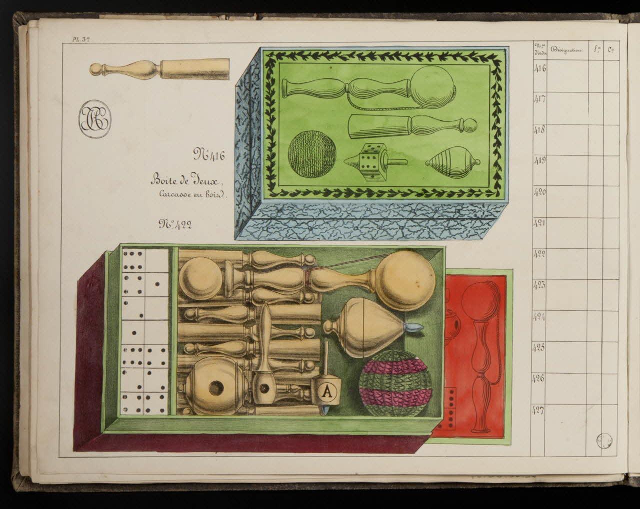 album Boite de Jeux,  Carcasse en bois. 1972.83.30.37 Photo