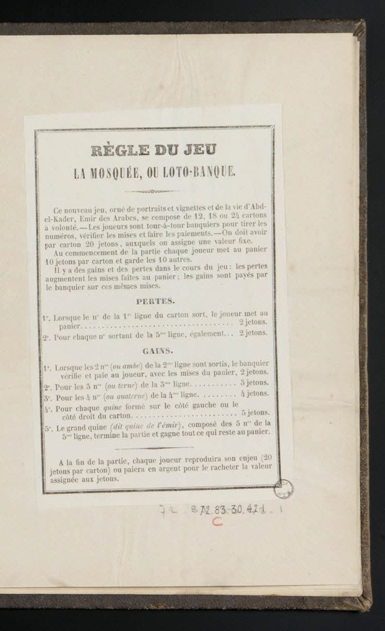 album Planche de jeu de loto 1972.83.30.42.2 Photo