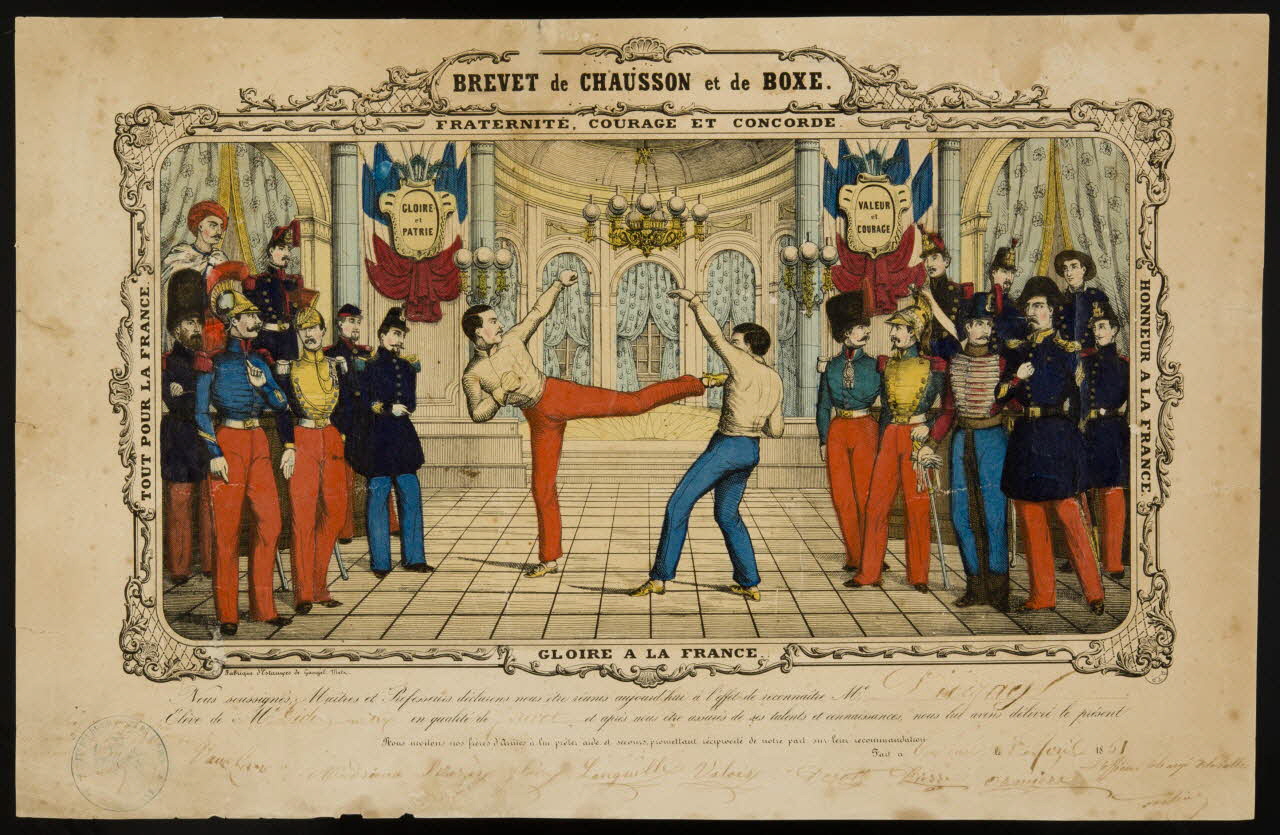 Charles Nicolas Gangel estampe BREVET de CHAUSSON et de BOXE. Metz 1852-1858 1976.16.11 Photo