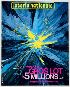 affiche loterie nationale  tranche du  GROS LOT  de 5 MILLIONS de F  tirage le samedi 8 novembre 1976.20.149  Photo