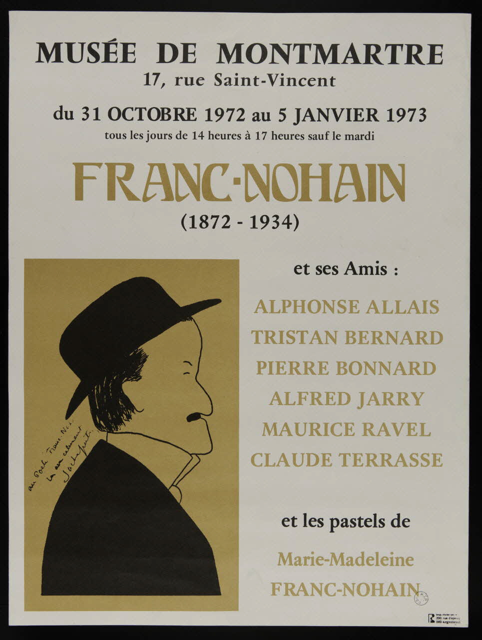 affiche MUSEE DE MONTMARTRE  FRANC-NOHAIN  (1872 - 1934) 1976.20.5 Photo