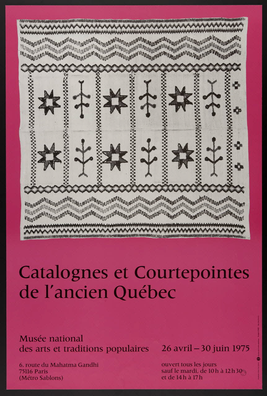 Serg affiche Catalognes et Courtepointes  de l'ancien Québec Île-de-France, France 1975 1976.20.7 Photo