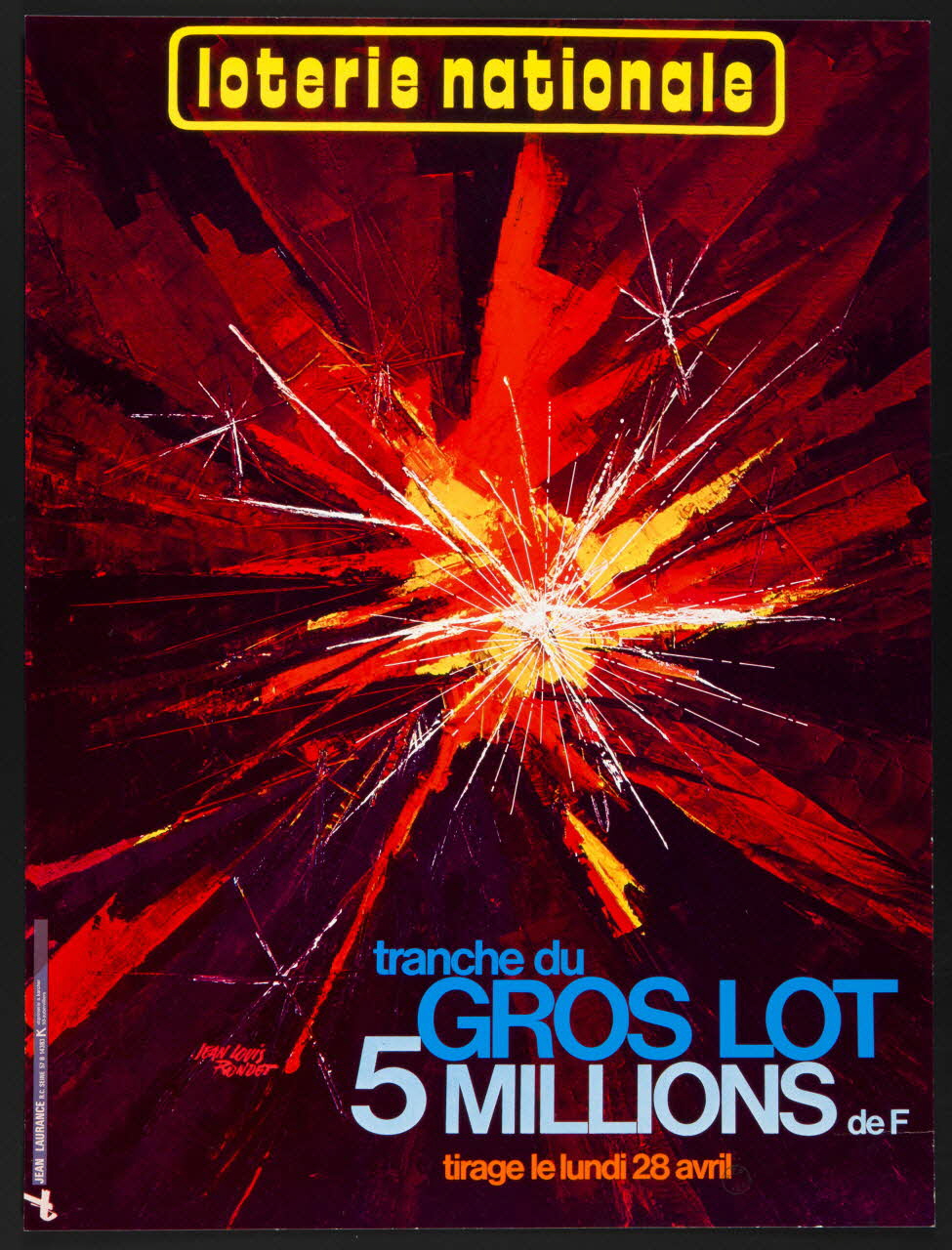 affiche loterie nationale  tranche du  GROS LOT  5 MILLIONS de F 1976.20.74 Photo