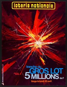 affiche loterie nationale  tranche du  GROS LOT  5 MILLIONS de F 1976.20.74  Photo