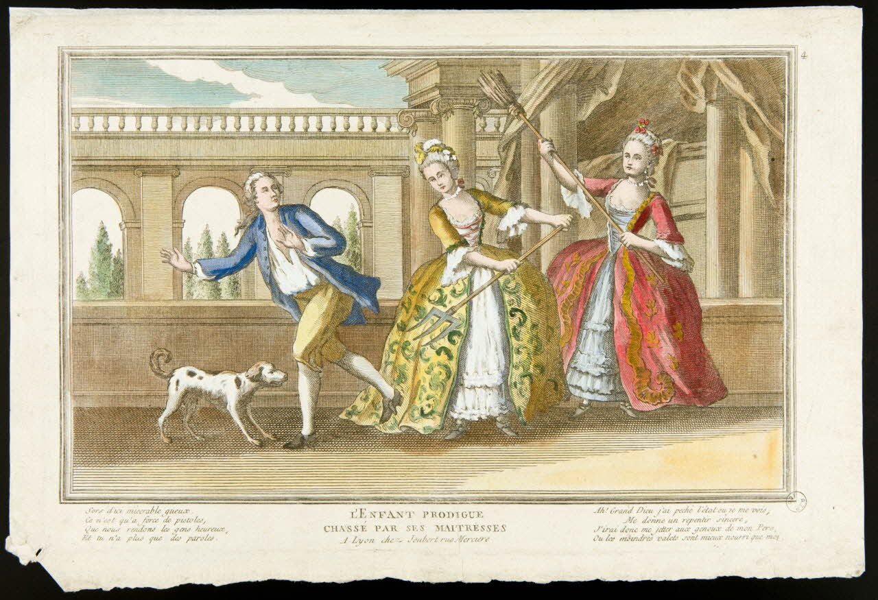 imagerie ancienne L'ENFANT PRODIGUE  CHASSE PAR SES MAITRESSES 1976.27.14 Photo