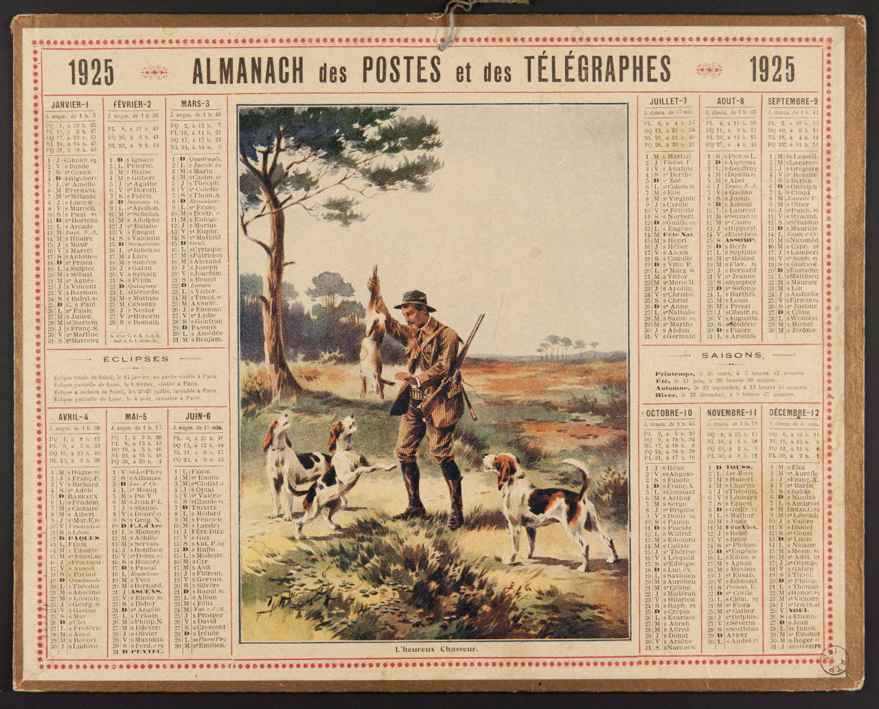 estampe ALMANACH des POSTES et des TELEGRAPHES  1925 1976.31.10 Photo