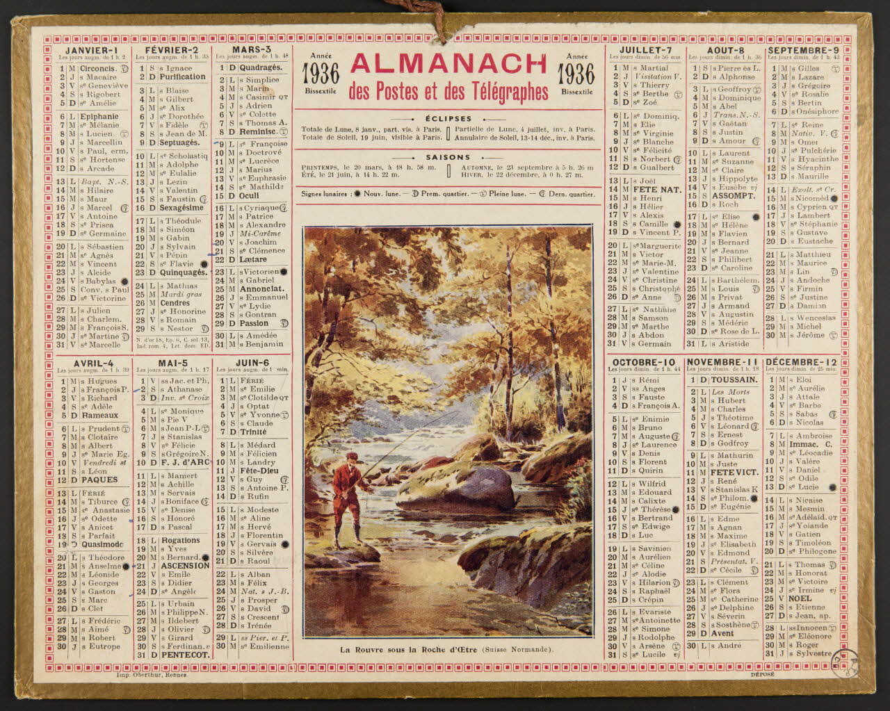 estampe ALMANACH  des Postes et des Télégraphes  1936  Année  Bissextile 1976.31.20 Photo