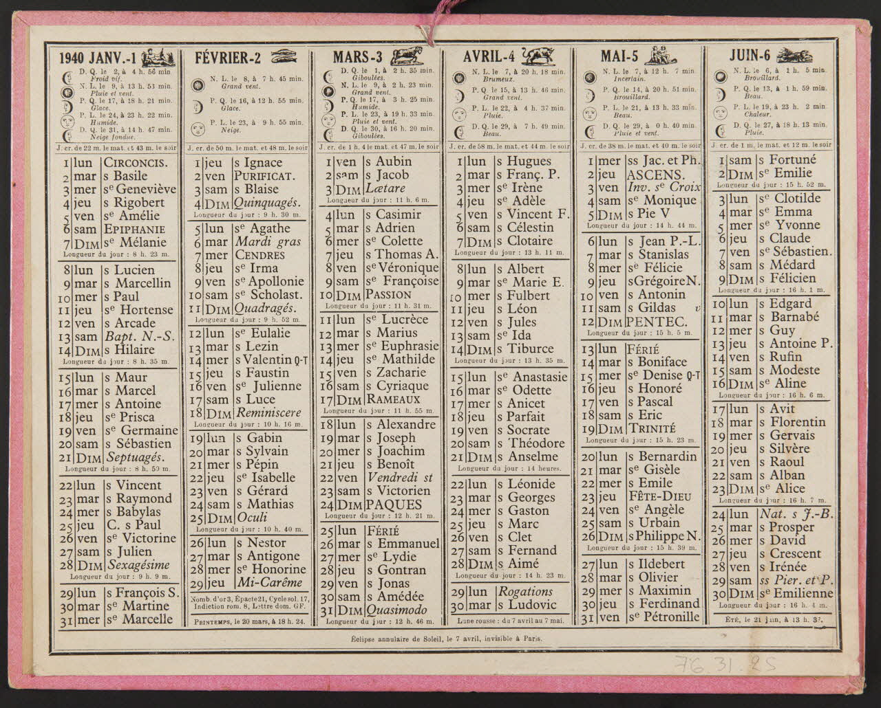 estampe Almanach 1976.31.25 Photo
