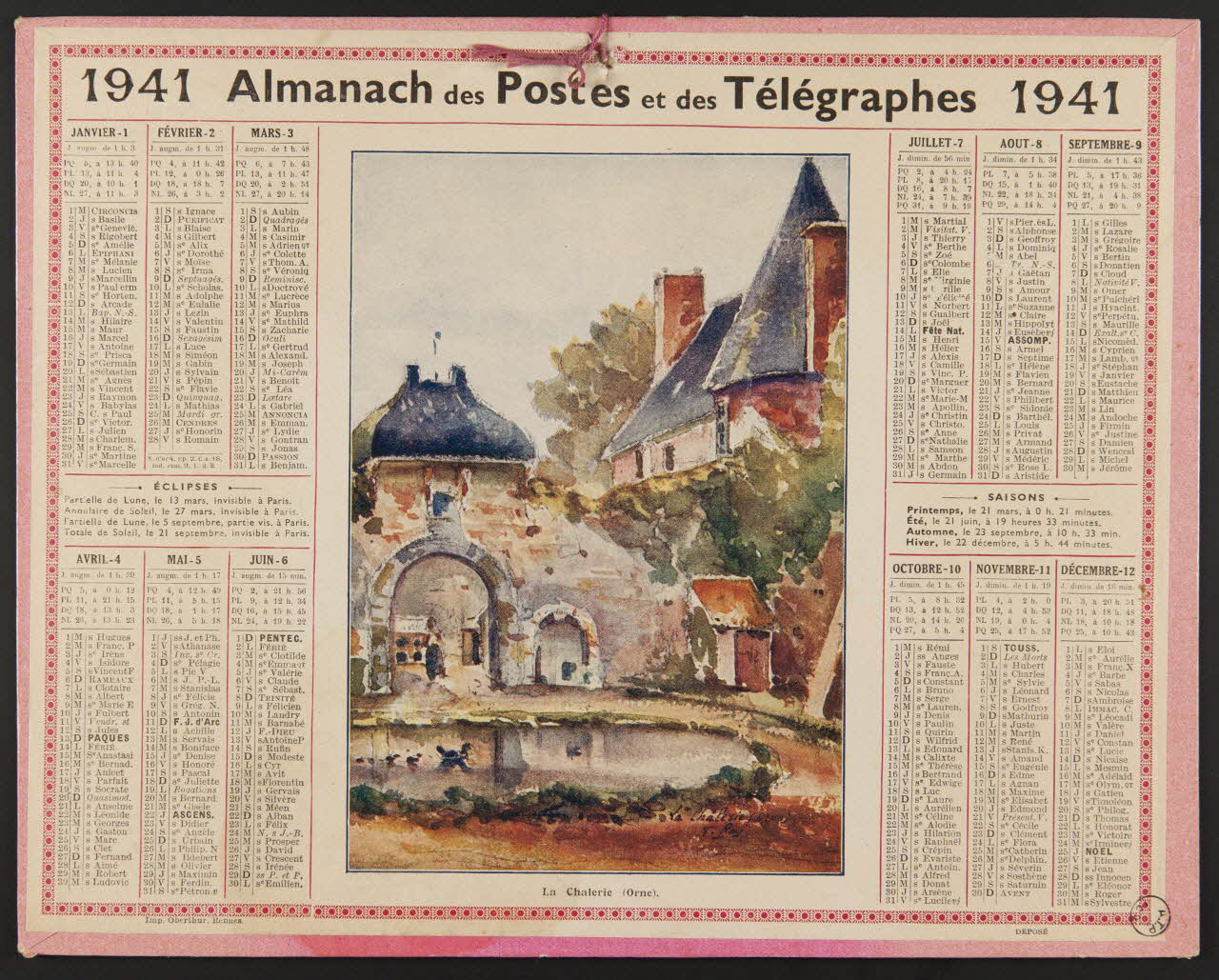 estampe Almanach des Postes et des Télégraphes  1941 1976.31.26 Photo