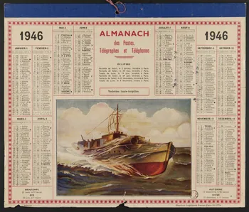 estampe ALMANACH  des Postes,  Télégraphes et Téléphones  1946 1976.31.31  Photo