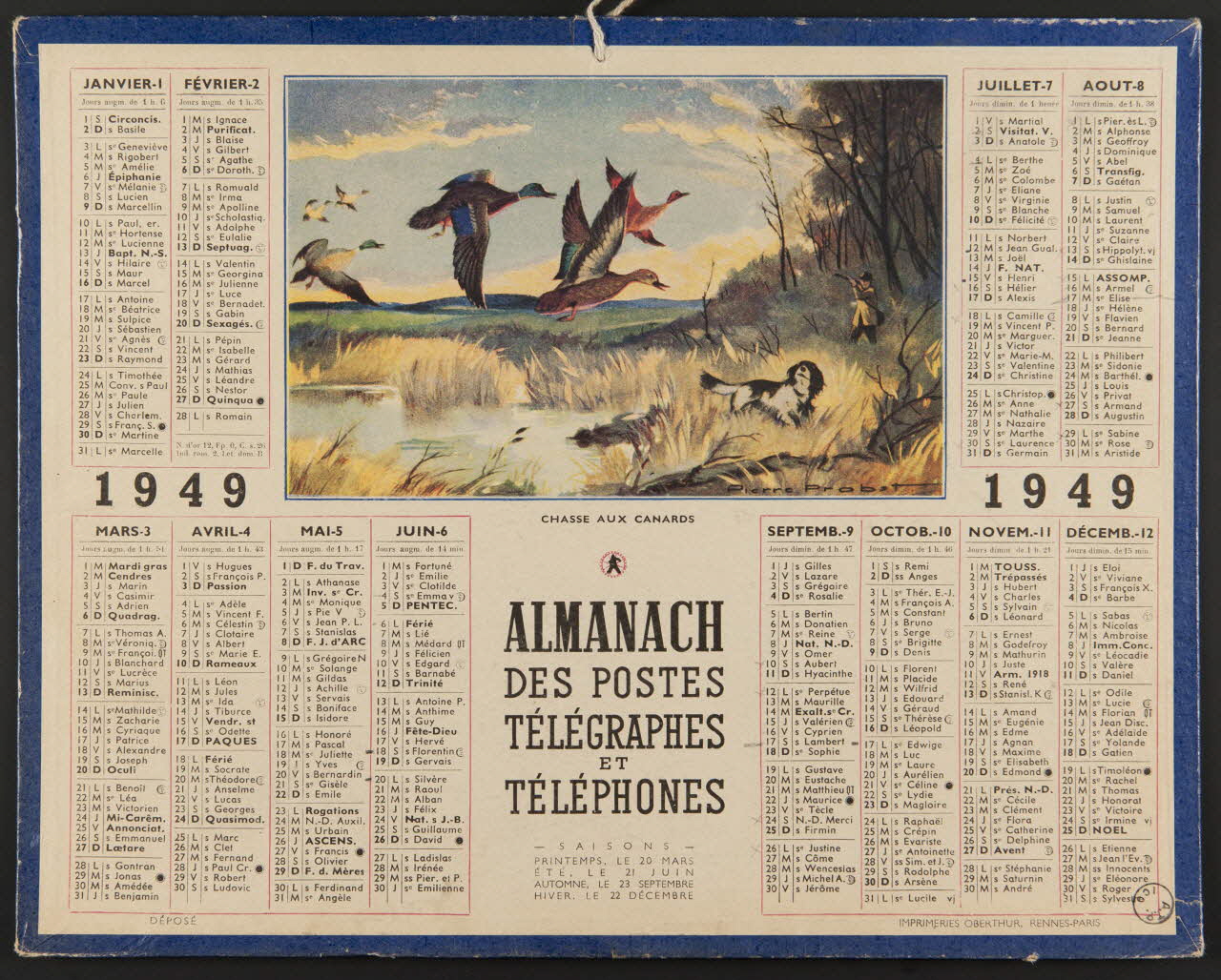 estampe ALMANACH  DES POSTES  TELEGRAPHES  ET  TELEPHONES  1949 1976.31.34 Photo