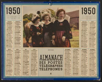 estampe ALMANACH  DES POSTES  TELEGRAPHES  TELEPHONES  1950 1976.31.35  Photo