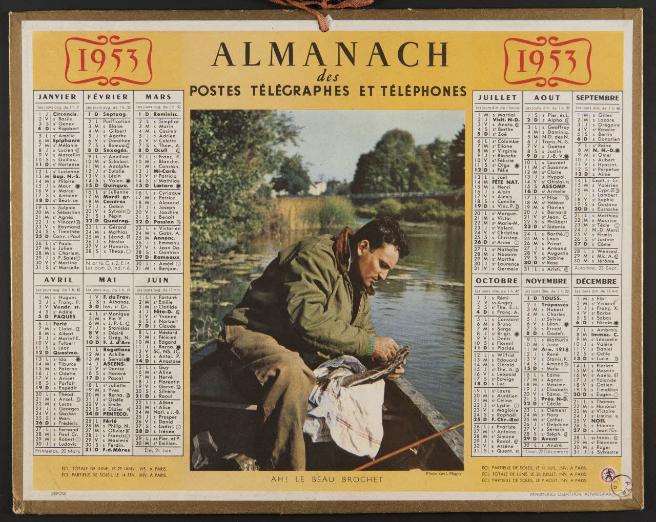 estampe ALMANACH  des  POSTES TELEGRAPHES ET TELEPHONES  1953 1976.31.38 Photo