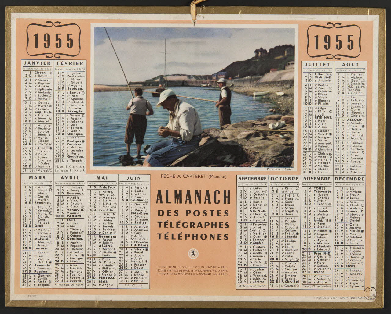 estampe ALMANACH  DES POSTES  TELEGRAPHES  TELEPHONES  1955 1976.31.40 Photo