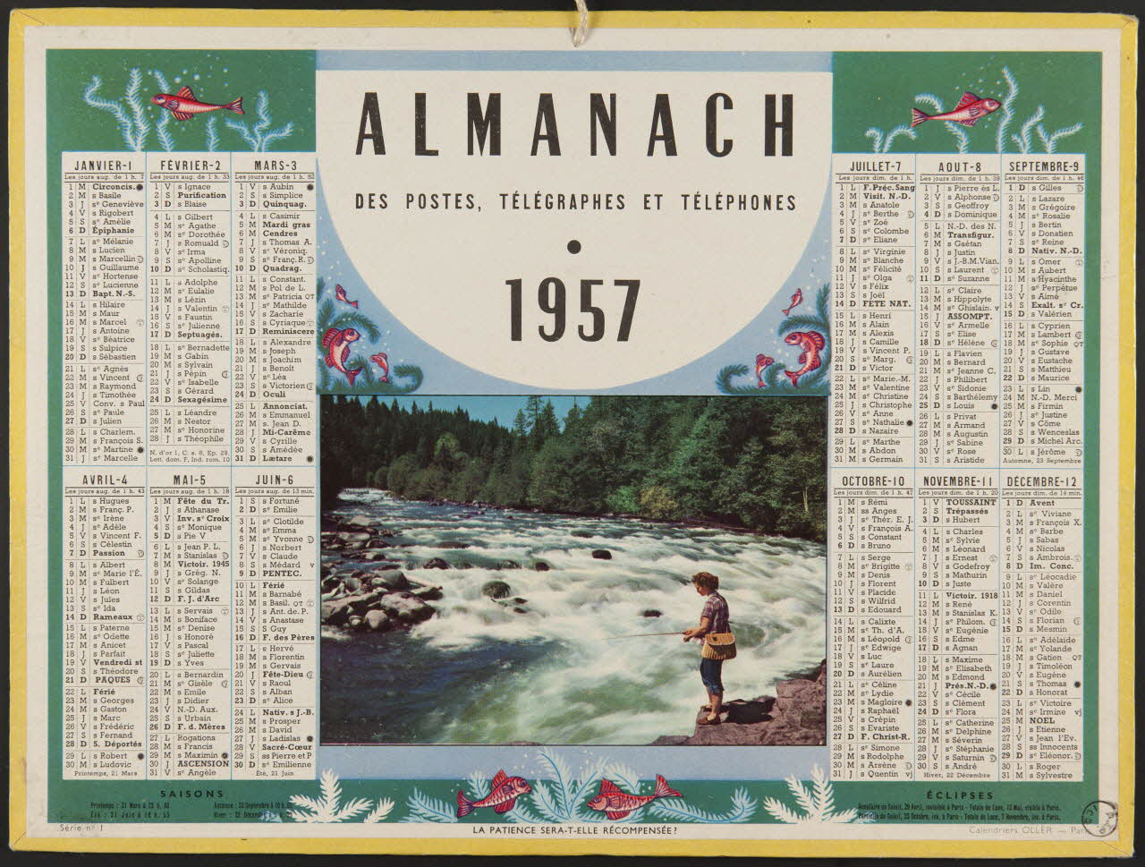 estampe ALMANACH  DES POSTES, TELEGRAPHES ET TELEPHONES  1957 1976.31.42 Photo