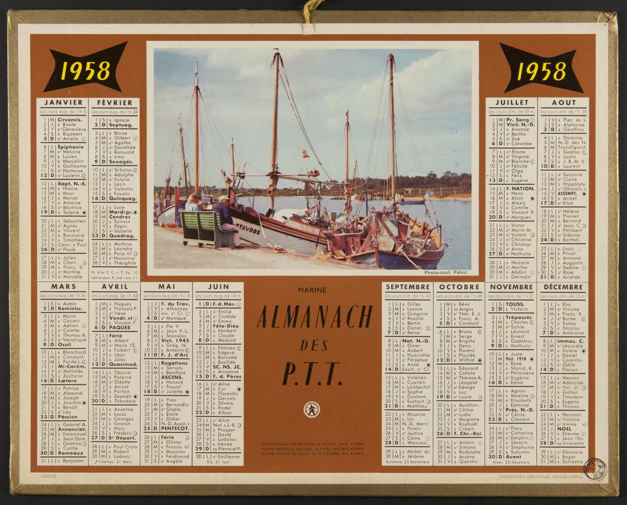 estampe ALMANACH  DES  P.T.T.  1958 1976.31.43 Photo