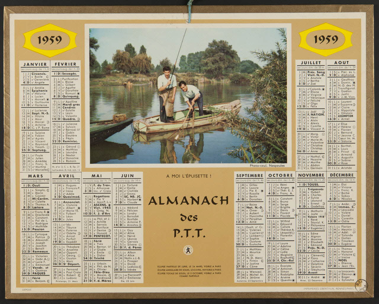 estampe ALMANACH  des  P.T.T.  1959 1976.31.44 Photo