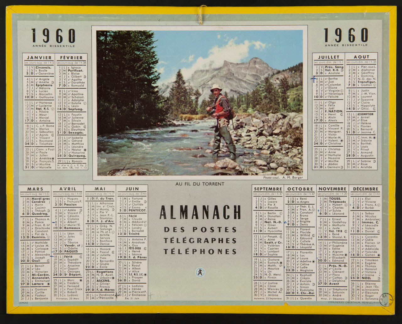 estampe ALMANACH  DES POSTES  TELEGRAPHES  TELEPHONES  1960  ANNEE BISSEXTILE 1976.31.45 Photo